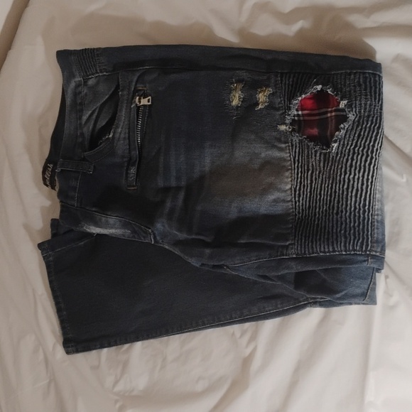 Embellish NYC Denim Jeans Distressed  Ribbed Punk Rock Biker Size 38 - Picture 9 of 9